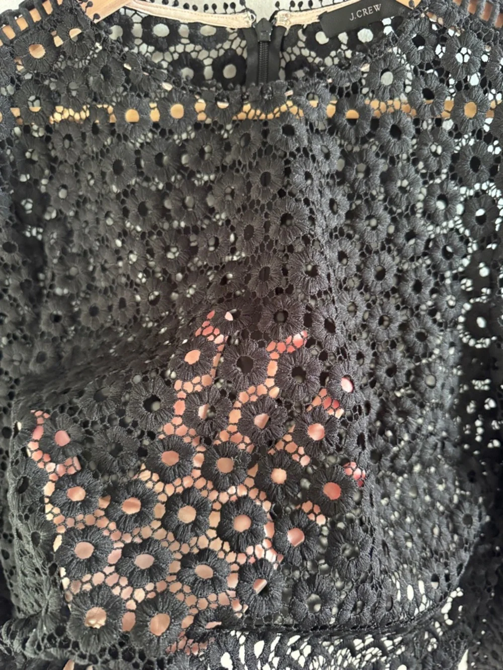 J. Crew -  Black Eyelet Bell-Sleeve Blouse - S/M